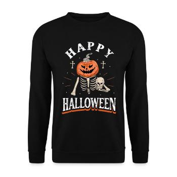 Halloween Happy Halloween - Unisex Sweatshirt - black - Front - Alina (178cm) & Michal (187cm)