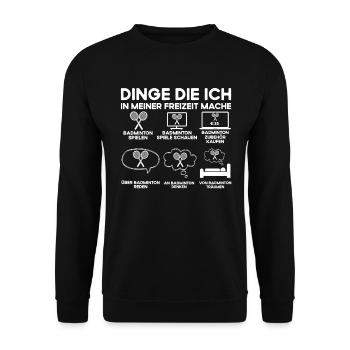 Badminton Racket Shuttlecock Racquet Sport - Unisex Sweatshirt - black - Front - Alina (178cm) & Michal (187cm)