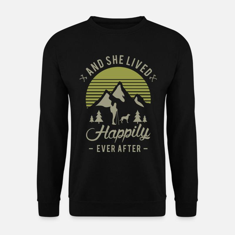 Lustiges Wandern Wandern mit Hund - Unisex Pullover - Schwarz