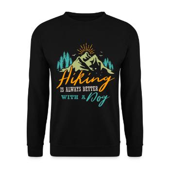 Lustiges Wandern Wandern mit Hund - Unisex Pullover - Schwarz - Vorne - Alina (178cm) & Michal (187cm)