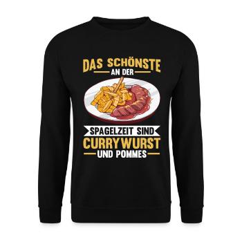 Currywurst - Unisex Pullover - Schwarz - Vorne - Alina (178cm) & Michal (187cm)
