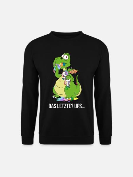 Lustiger Drachen Drache frisst Das Letzte Einhorn - Unisex Pullover - Schwarz