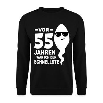 55. Geburtstag 55 Jahre 55 Jahrestag 55. Jubiläum - Unisex Pullover - Schwarz - Vorne - Alina (178cm) & Michal (187cm)