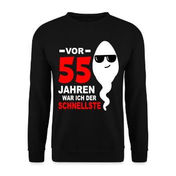 55. Geburtstag 55 Jahre 55 Jahrestag 55. Jubiläum - Unisex Pullover - Schwarz - Vorne - Alina (178cm) & Michal (187cm)
