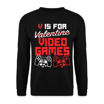 V Is For Valentine Video Games - Saint Valentin - Sweat-shirt Unisexe - noir - Devant - Alina (178cm) & Michal (187cm)