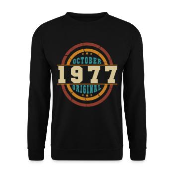 Né octobre 1977 Orginal Retro - Sweat-shirt Unisexe - noir - Devant - Alina (178cm) & Michal (187cm)