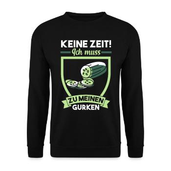 Keine Zeit ich muss zu meinen Gurken - Unisex Pullover - Schwarz - Vorne - Alina (178cm) & Michal (187cm)