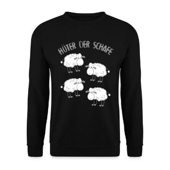 Hüter Der Schafe - Landwirt Bauern Geschenkidee - Unisex Pullover - Schwarz - Vorne - Alina (178cm) & Michal (187cm)