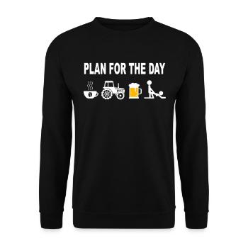 Landwirt Bauern Geschenk - Kaffee Traktor Bier Sex - Unisex Pullover - Schwarz - Vorne - Alina (178cm) & Michal (187cm)