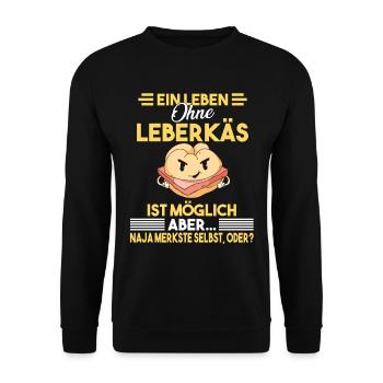 Leberkäse Fleischkäse Leberkäs - Unisex Pullover - Schwarz - Vorne - Alina (178cm) & Michal (187cm)