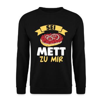 Metzger Mett Mettbrötchen - Unisex Pullover - Schwarz - Vorne - Alina (178cm) & Michal (187cm)