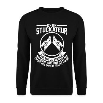 Verputzer Stuckateur - Unisex Pullover - Schwarz - Vorne - Alina (178cm) & Michal (187cm)