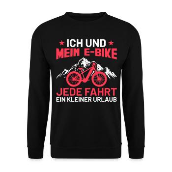 Ich und mein E-Bike | Lustiges Ebike Geschenk - Unisex Pullover - Schwarz - Vorne - Alina (178cm) & Michal (187cm)