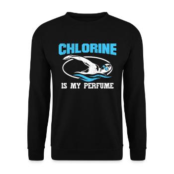 Schwimmtrainer Chlor ist mein Parfüm - Unisex Pullover - Schwarz - Vorne - Alina (178cm) & Michal (187cm)