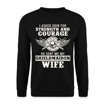 Femme signe force courage - Sweat-shirt Unisexe - noir - Devant - Alina (178cm) & Michal (187cm)