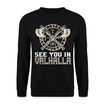 See You In Valhalla Viking Viking Skull - Unisex Sweatshirt - black - Front - Alina (178cm) & Michal (187cm)