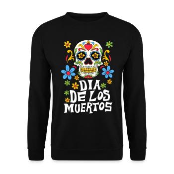Dia de los Muertos Sugar Skull - Unisex Sweatshirt - black - Front - Alina (178cm) & Michal (187cm)