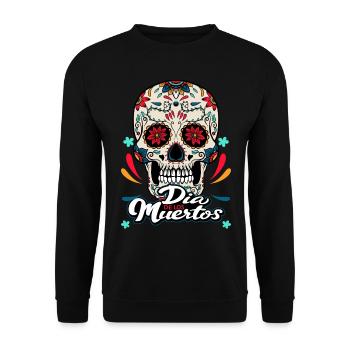 Sugar Skull Dia de los Muertos Gift - Unisex Sweatshirt - black - Front - Alina (178cm) & Michal (187cm)