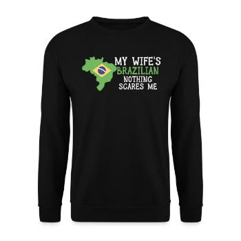 Ehefrau Brasilien Verheiratet Brasilianerin - Unisex Pullover - Schwarz - Vorne - Alina (178cm) & Michal (187cm)