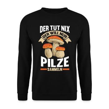 Pilze Sammeln Pilzsammler - Unisex Pullover - Schwarz - Vorne - Alina (178cm) & Michal (187cm)
