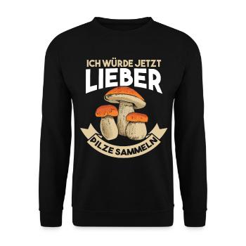 Pilzsammler Pilze Sammeln - Unisex Pullover - Schwarz - Vorne - Alina (178cm) & Michal (187cm)