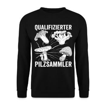 Qualifizierter Pilzsammler - Unisex Pullover - Schwarz - Vorne - Alina (178cm) & Michal (187cm)