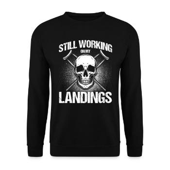 Gute Besserung Knochenbruch Gebrochenes Bein - Unisex Pullover - Schwarz - Vorne - Alina (178cm) & Michal (187cm)