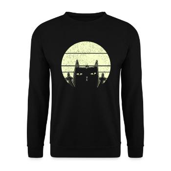 Chat grincé avec majeur rétro vintage - Sweat-shirt Unisexe - noir - Devant - Alina (178cm) & Michal (187cm)