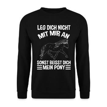 Pferde Reiten Reiterin Pony - Unisex Pullover - Schwarz - Vorne - Alina (178cm) & Michal (187cm)