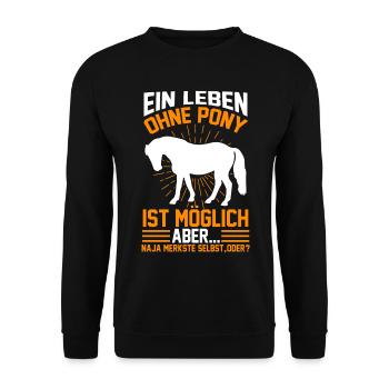 Pony Stall Ponybesitzer Reiten - Unisex Pullover - Schwarz - Vorne - Alina (178cm) & Michal (187cm)