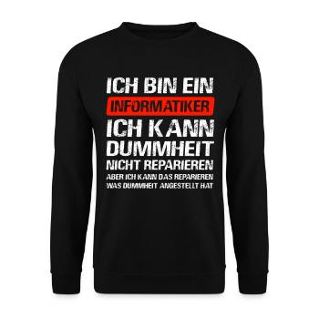 Informatiker Software Programmierer IT-Berater - Unisex Pullover - Schwarz - Vorne - Alina (178cm) & Michal (187cm)