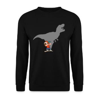 Back to school School Enrolment Schoolchild Dinosaur Dino - Unisex Sweatshirt - black - Front - Alina (178cm) & Michal (187cm)