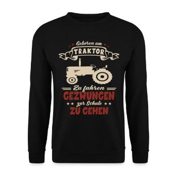 Born to drive tractor Farmers Enrolment - Unisex Sweatshirt - black - Front - Alina (178cm) & Michal (187cm)