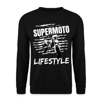 Supermoto / Supermotard / Supermoto Wheelie - Unisex Sweatshirt - black - Front - Alina (178cm) & Michal (187cm)