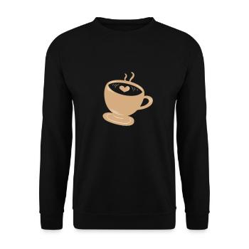 Kaffee Tshirt Käffchen Café Coffee Latte Espresso - Unisex Pullover - Schwarz - Vorne - Alina (178cm) & Michal (187cm)