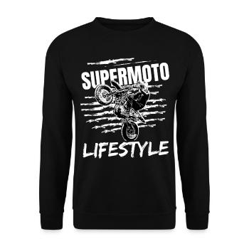 Supermoto / Supermotard / Supermoto Wheelie - Unisex Sweatshirt - black - Front - Alina (178cm) & Michal (187cm)