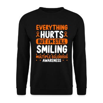 Multiple Sclerosis Awareness Orange Ribbon Warrior - Unisex Pullover - Schwarz - Vorne - Alina (178cm) & Michal (187cm)