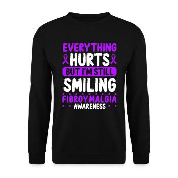 Fibromyalgia Awareness Purple Ribbon Warrior - Unisex Sweatshirt - black - Front - Alina (178cm) & Michal (187cm)