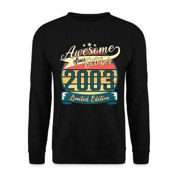 Geschenkidee Oktober 2003 Retro - Unisex Pullover - Schwarz - Vorne - Alina (178cm) & Michal (187cm)