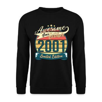 Geschenkidee Oktober 2001 Retro - Unisex Pullover - Schwarz - Vorne - Alina (178cm) & Michal (187cm)
