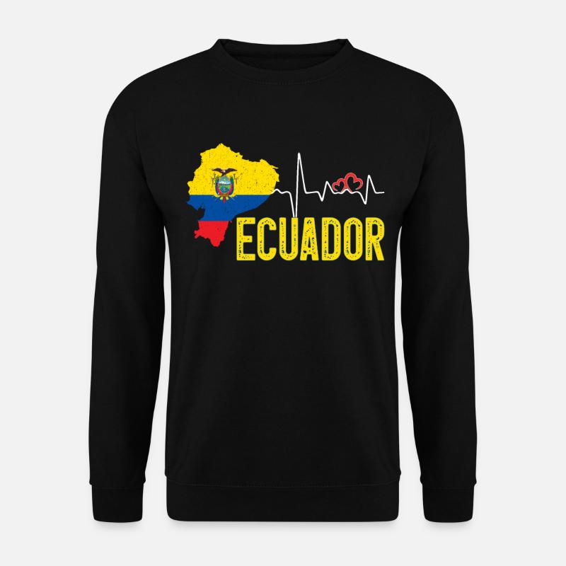 Ecuador Flag Map Heartbeat Design for Ecuadorean - Unisex Pullover - Schwarz