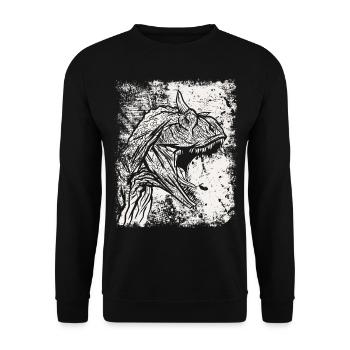 Carnotaurus Dinosaurier Grunge Prehistoric Dino - Unisex Pullover - Schwarz - Vorne - Alina (178cm) & Michal (187cm)