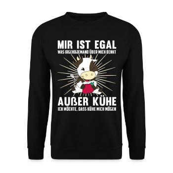 Mir egal was irgendjemand denkt außer Kühe - Unisex Pullover - Schwarz - Vorne - Alina (178cm) & Michal (187cm)