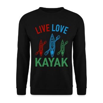 Kayaking Canoeing Canoeing Kayak Live Love Kayak - Unisex Sweatshirt - black - Front - Alina (178cm) & Michal (187cm)