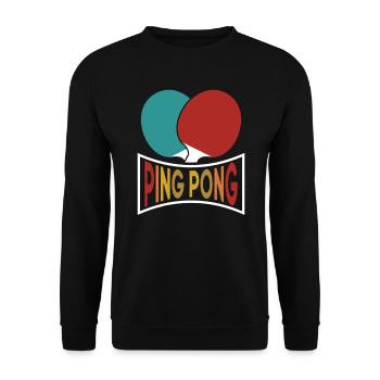 Ping Pong ping-pong Raquette de ping-pong Vintage - Sweat-shirt Unisexe - noir - Devant - Alina (178cm) & Michal (187cm)