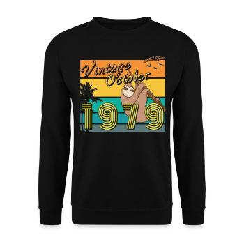 1979 Im Oktober Retro Geschenkidee - Unisex Pullover - Schwarz - Vorne - Alina (178cm) & Michal (187cm)