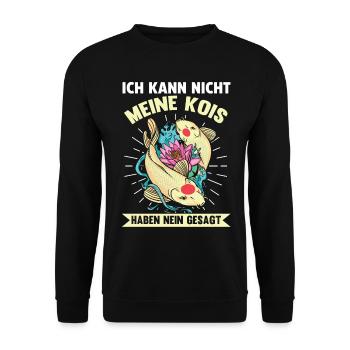 Fische Kois Koi - Unisex Pullover - Schwarz - Vorne - Alina (178cm) & Michal (187cm)