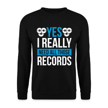 Record Collecting Need those Vinyl Records - Unisex Pullover - Schwarz - Vorne - Alina (178cm) & Michal (187cm)