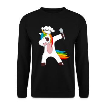 Cook Cook Hobby Chef Dabbing Unicorn Spoon - Unisex Sweatshirt - black - Front - Alina (178cm) & Michal (187cm)