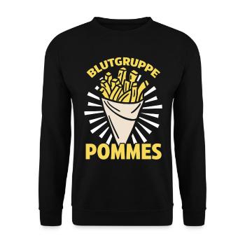 Blutgruppe Pommes - Unisex Pullover - Schwarz - Vorne - Alina (178cm) & Michal (187cm)
